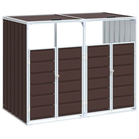 Mülltonnenbox für 2 Tonnen Braun 144x81x113 cm Stahl vidaXL