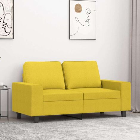 vidaXL 2-Sitzer Sofa Hellgelb 120 cm Stoff