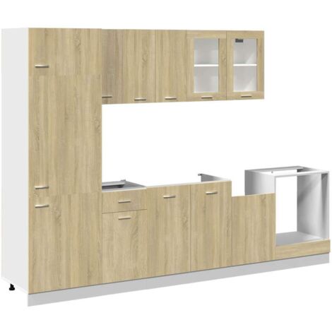 Küchenschränke Set 8-teilig Eiche Sonoma Ingenieurholz (1/5)
