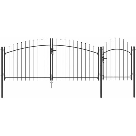 Gartentor mit Spear-Spitze Schwarz 100x400 cm Stahl vidaXL955099