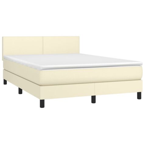 Boxspringbett mit Matratze Creme 140x190 cm Kunstleder vidaXL