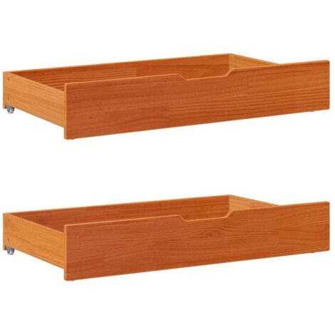 vidaXL Bettschubladen 2 Stk. Wachsbraun 90x55x17 cm Massivholz Kiefer