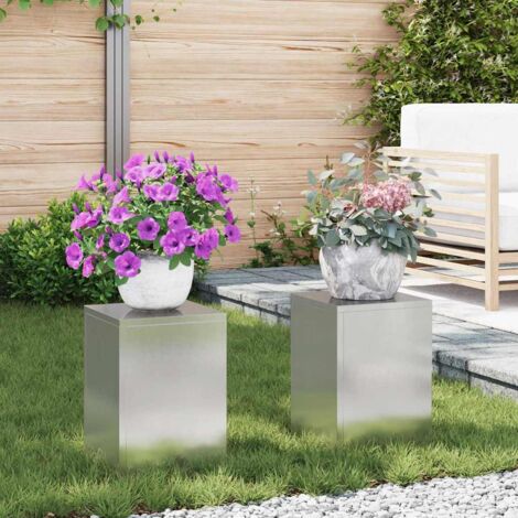 Pflanzenständer 2 pcs Silber 24 x 24 x 35 cm Edelstahl vidaXL