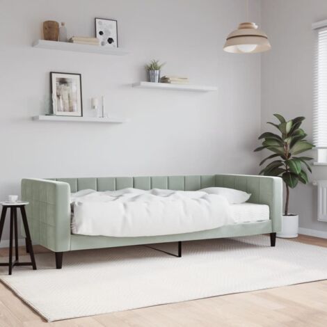 Tagesbett mit Matratze Hellgrau 90x190 cm Samt vidaXL