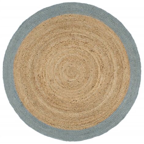 vidaXL Teppich Handgefertigt Jute mit Olivgrünem Rand 240 cm