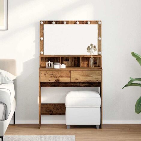 Schminktisch mit Regal Altholz 80 x 41 x 134,5 cm Holzwerkstoff vidaXL