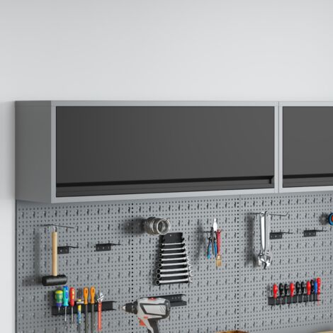 Werkzeugschrank mit Speicher Schwarz und Grau 100 x 25 x 35 cm vidaXL