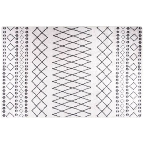 Waschbarer rutschfester Teppich 160x230 cm schwarz und weiß