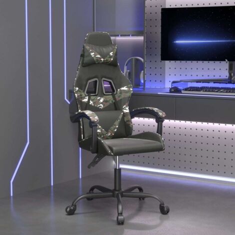 Gaming-Stuhl Drehbar Schwarz und Tarnfarben Kunstleder vidaXL