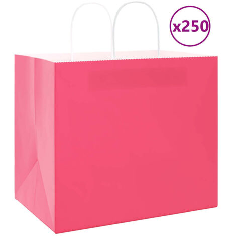 Papiertragetaschen 250 Stk. mit Henkeln Rosa 32x22x28 cm vidaXL