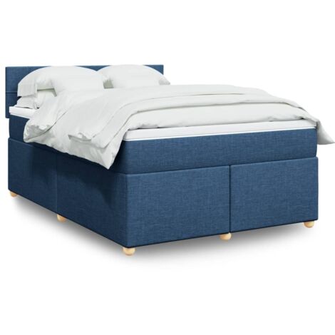 Boxspringbett mit Matratze Blau 160x200 cm Stoff vidaXL