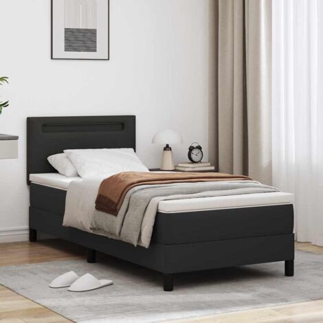 Bettgestell mit Matratze Schwarz 90 x 190 cm Kunstleder vidaXL
