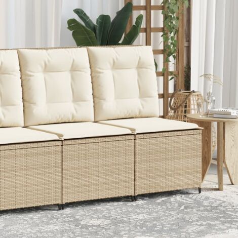 Gartensessel mit Liegefunktion und Kissen Beige Poly Rattan vidaXL