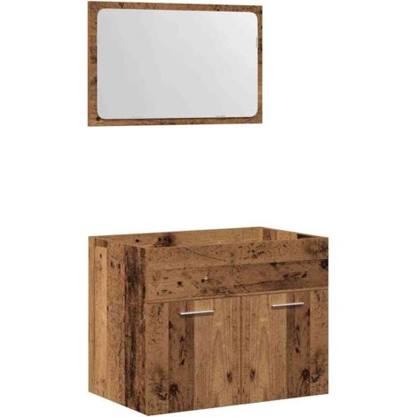 vidaXL 2 Piece Bathroom Furniture Set Old Wood Engineered Wood