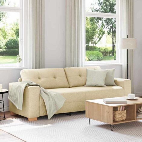 3-Sitzer-Sofa mit Kissen Creme Stoff vidaXL