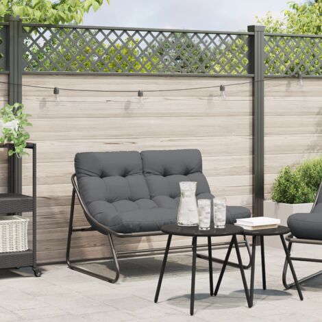 vidaXL Gartenbank mit Kissen Schwarz 110x80x71 cm Stahl