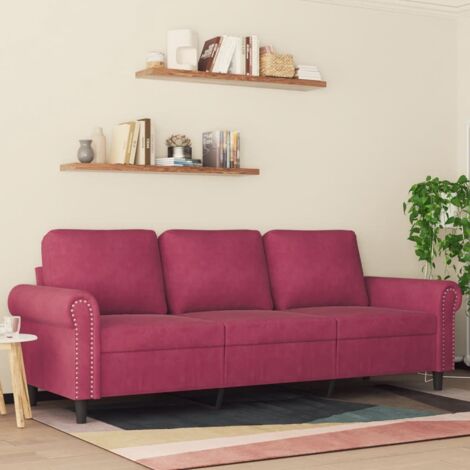 3-Sitzer Sofa Bordeaux Rot 180 cm Samt