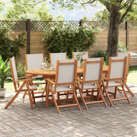 Klappbare Gartenstühle Set mit 8 Akazienholz und Textilene
