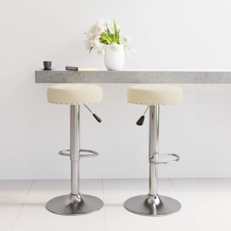 vidaXL Barhocker 2 Stk. Creme Stoff (1/5)