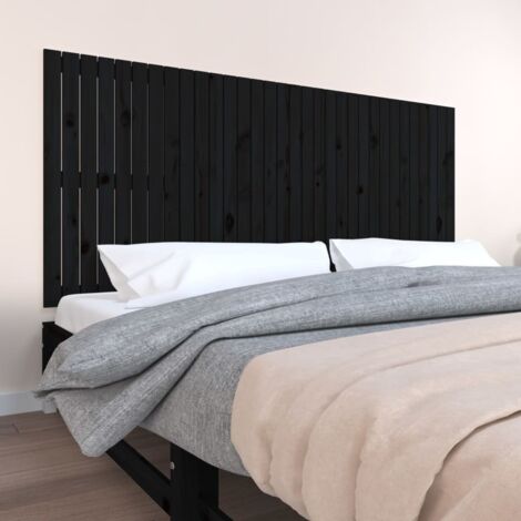 Wand-Kopfteil Schwarz 204x3x90 cm Massivholz Kiefer vidaXL