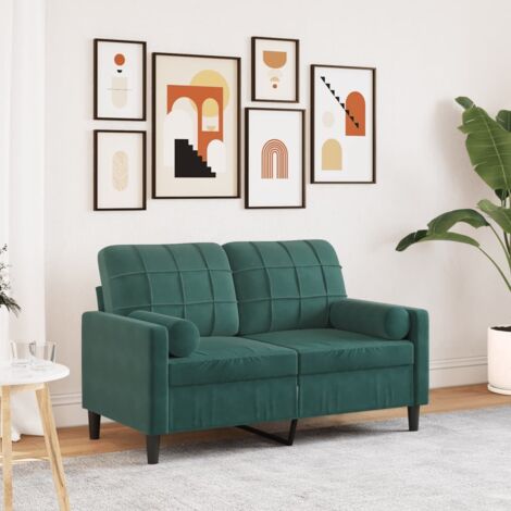vidaXL 2-Sitzer Sofa mit Kissen dunkelgrün 120 cm Samt