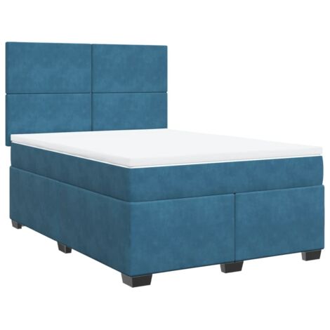 vidaXL Bettgestell mit Lattenrost und Matratze blau 140x200 cm Velvet