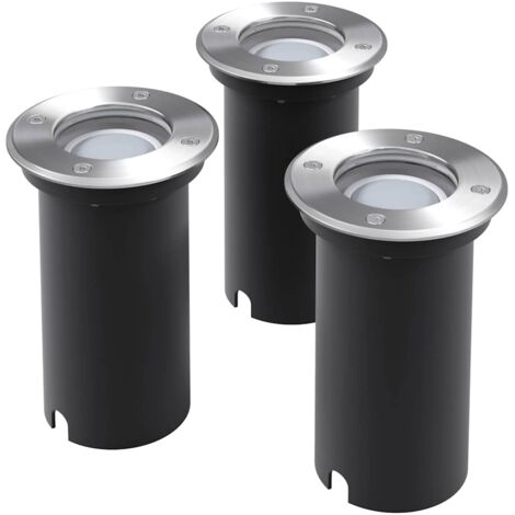 vidaXL LED-Bodeneinbaustrahler 3 Stk. Outdoor Rund