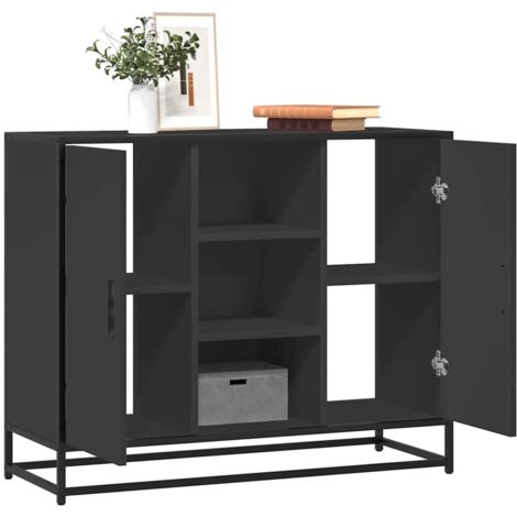 vidaXL Sideboard Schwarz 92x35x76 cm Holzwerkstoff