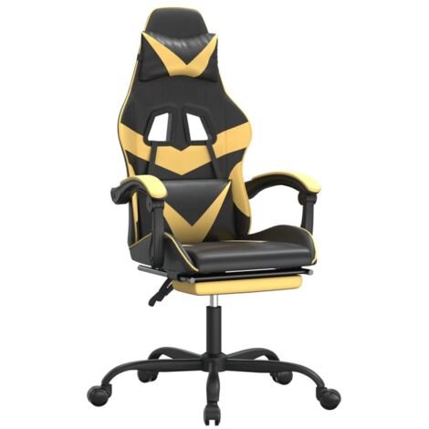 Gaming-Stuhl mit Fußstütze Drehbar Schwarz & Golden Kunstleder vidaXL