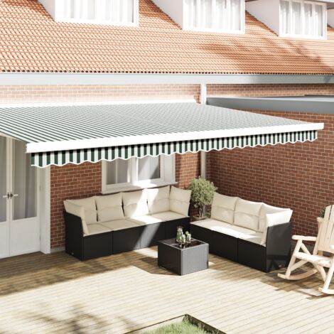 vidaXL Awning Valance Replacement Green and White 5 m Polyester
