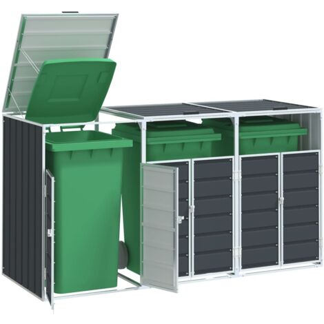 Mülltonnenbox für 3 Tonnen Anthrazit 216x81x115 cm Stahl vidaXL