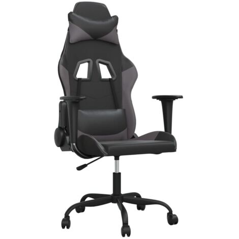 vidaXL Gaming-Stuhl mit Massagefunktion Schwarz und Grau Kunstleder