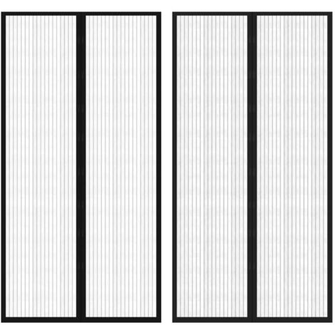 vidaXL Insect Door Curtain 210 x 100 cm 2 pcs Magnet Black
