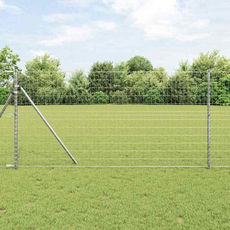 Eurozaun Silber 1 x 25 m Feuerverzinktes Eisen vidaXL