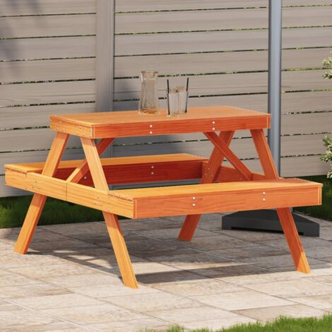 Picknicktisch braun 105x134x75 cm aus massivem Kiefernholz