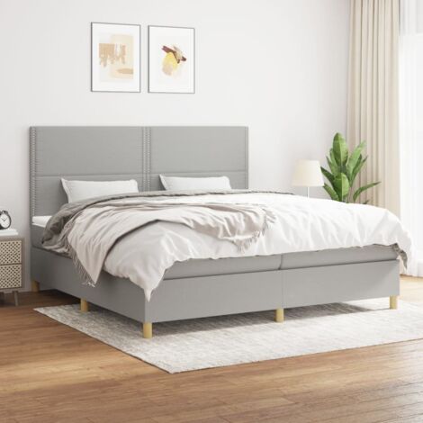 Boxspringbett mit Matratze Hellgrau 200x200 cm Stoff vidaXL (1/5)