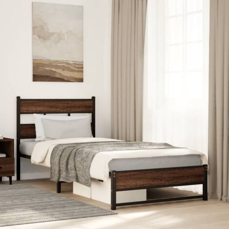 Metallbett ohne Matratze Eichen-Optik 100x200 cm vidaXL (1/5)