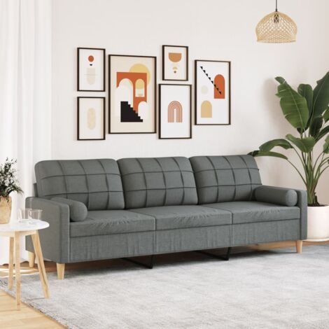 3-Sitzer Sofa mit dunkelgrauen Kissen 210 cm Stoff