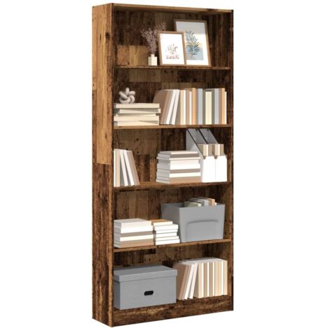 vidaXL Bücherregal Holzwerkstoff Alte Holzoptik 80x24x176 cm