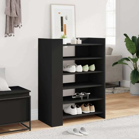 vidaXL Schuhschrank schwarz 74,5x37,5x100 cm aus Ingenieurholz
