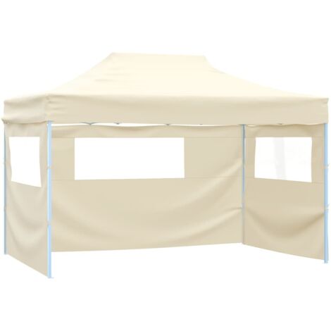 Faltzelt mit 3 Seitenteilen 3x4,5 m Creme vidaXL