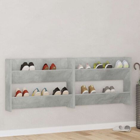 Wand-Schuhschränke 2 Stk. Betongrau 80x18x60 cm Holzwerkstoff vidaXL
