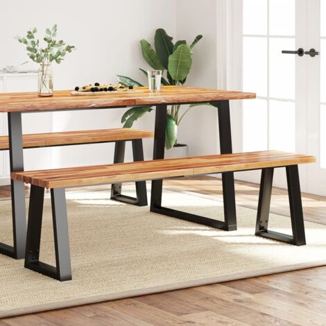Bank mit lebendigem Rand 160 cm aus massivem Akazienholz