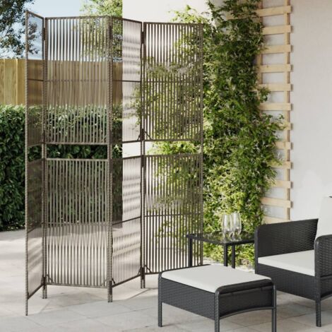 Paravent 4-tlg. Grau Poly Rattan vidaXL629109