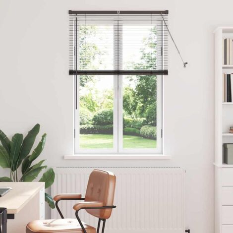 Fensterjalousie mit Vorhängen Schwarz Aluminium vidaXL