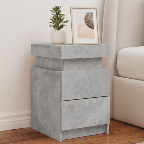 Nachttische mit LED-Leuchten 2 Stück Beton Grau 35x39x55 cm