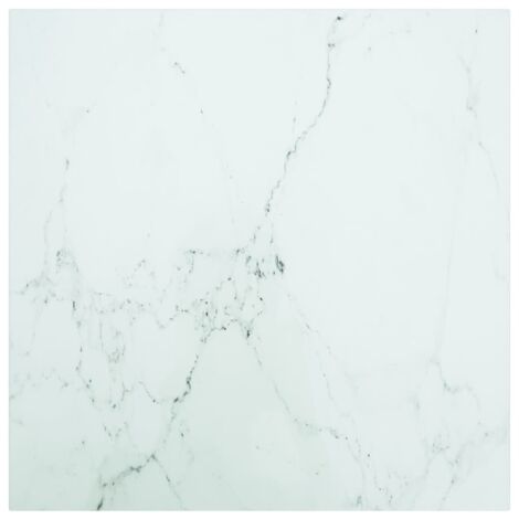 Tischplatte Weiß 60x60 cm 6 mm Hartglas in Marmoroptik vidaXL
