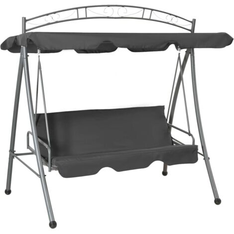 Umwandelbare Schaukel mit Sonnendach Anthrazit 198x120x205 cm Stahl