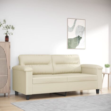 vidaXL 2-Sitzer Sofa Creme 140 cm Kunstleder