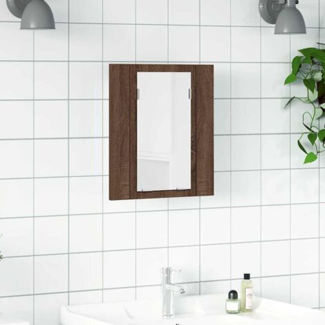 LED-Spiegelschrank Braun Eichen-Optik 40x12x45 cm Holzwerkstoff vidaXL